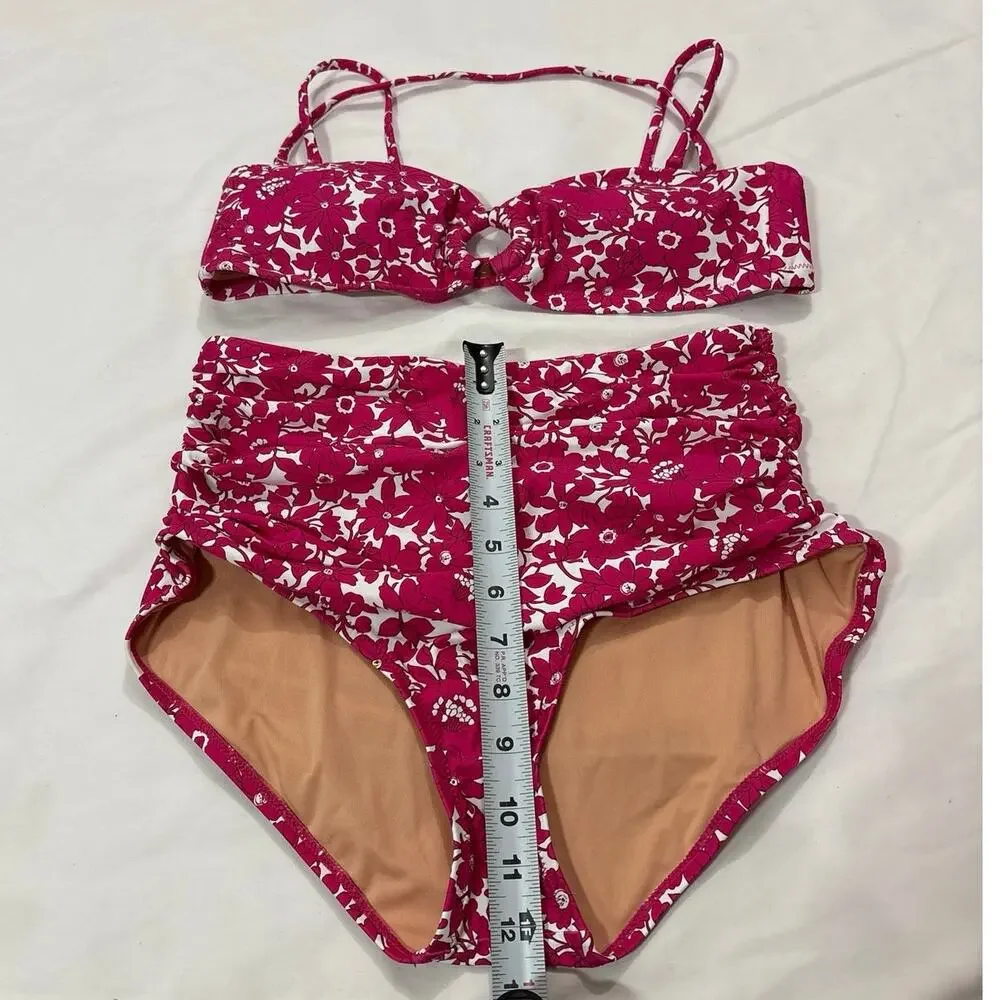 J.Crew Small Medium Pink Floral Bikini Set Bathing Suit Summer Swim Vacation